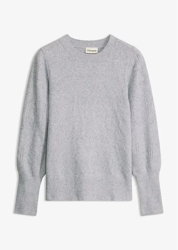 Pullover mit Ajourmuster in grau von vorne - bonprix Pullover mit Ajourmuster in grau von vorne - bonprix