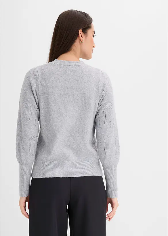 Pullover mit Ajourmuster in grau von hinten (im Anschnitt) - bonprix Pullover mit Ajourmuster in grau von hinten (im Anschnitt) - bonprix