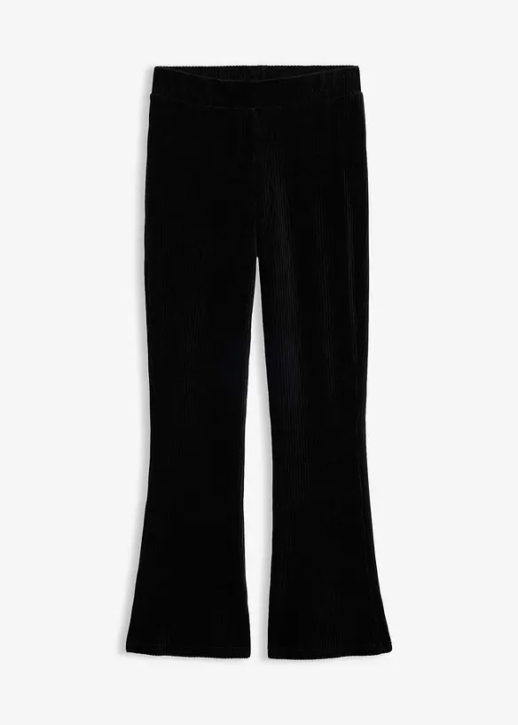 Ausgestellte Leggings in Cordoptik in schwarz von vorne - bonprix