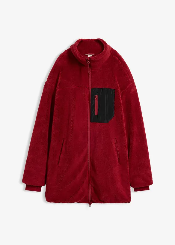 Teddy-Fleece-Jacke in rot von vorne - bonprix