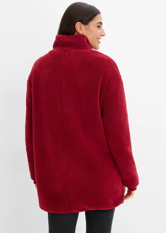 Teddy-Fleece-Jacke in rot von hinten (im Anschnitt) - bonprix