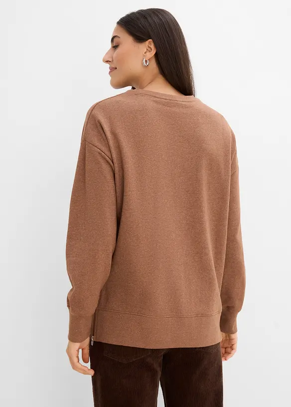 Sweatshirt aus Baumwoll-Mix in braun von hinten (im Anschnitt) - bonprix