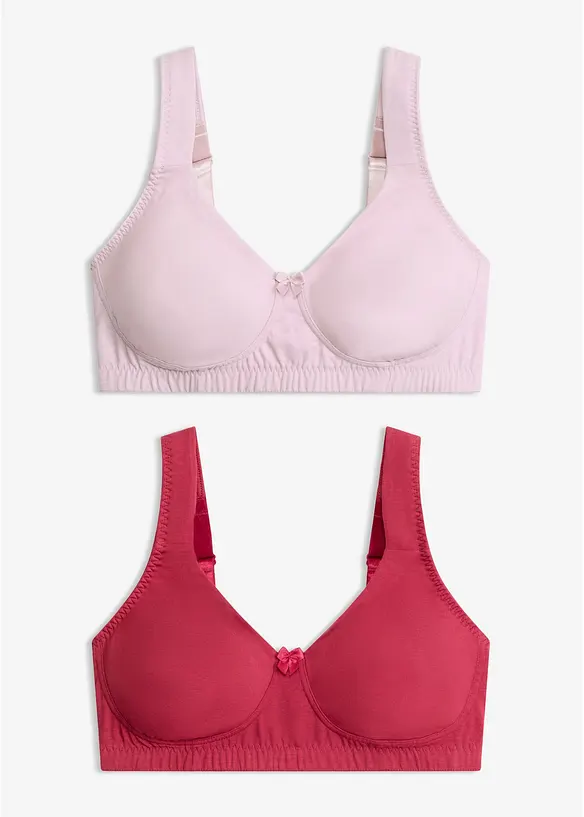 Minimizer T-Shirt-BH ohne Bügel mit Bio-Baumwolle (2er Pack) in lila von vorne - bonprix