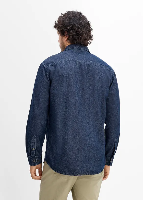 Jeanshemd aus reiner Baumwolle in blau von hinten (im Anschnitt) - bonprix