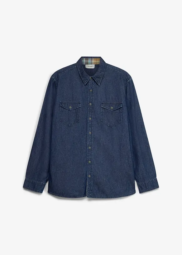 Jeanshemd aus reiner Baumwolle in blau von vorne - bonprix