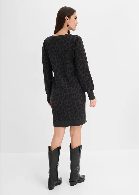 Strickkleid in grau von hinten (Totalaufnahme) - bonprix