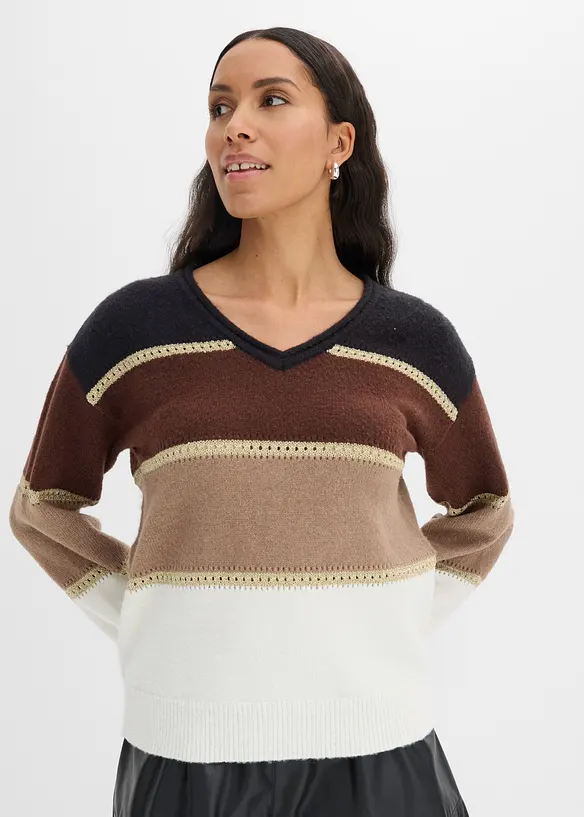 Pullover mit Ballonärmeln in schwarz von vorne (im Anschnitt) - bonprix Pullover mit Ballonärmeln in schwarz von vorne (im Anschnitt) - bonprix