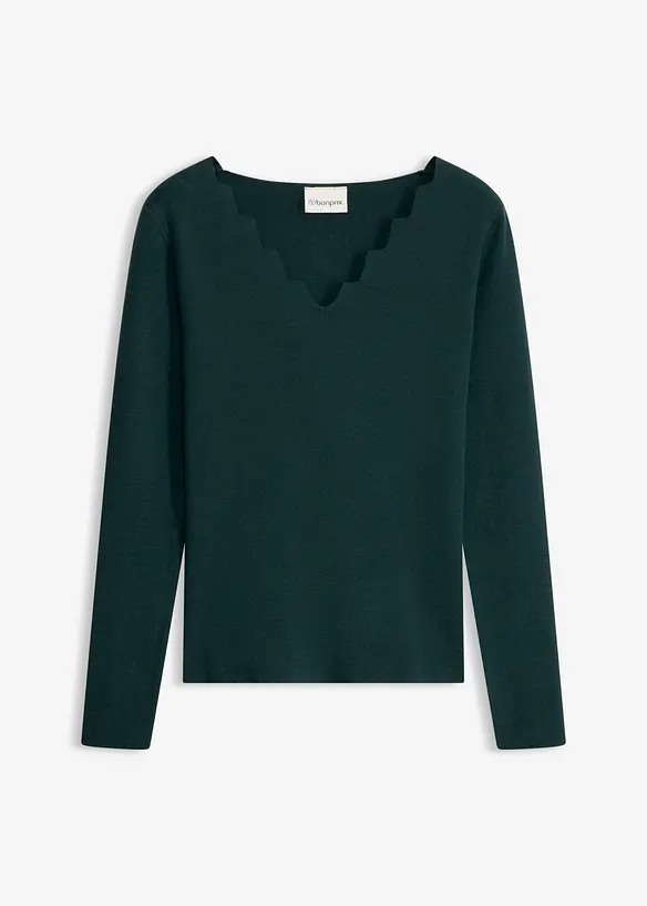 Feinstrickpullover aus weichem Viskose-Mix in grün von vorne - bonprix