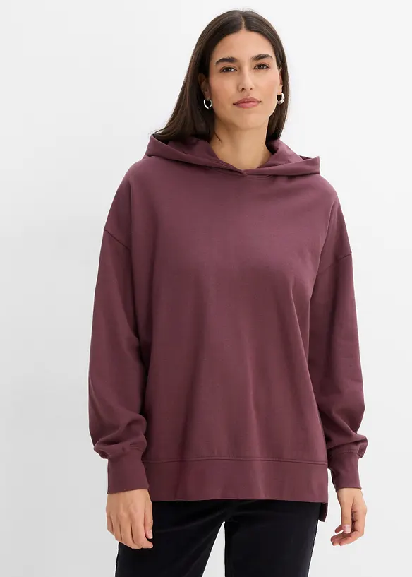 Hoodie aus reiner Baumwolle in lila von vorne (im Anschnitt) - bonprix Hoodie aus reiner Baumwolle in lila von vorne (im Anschnitt) - bonprix