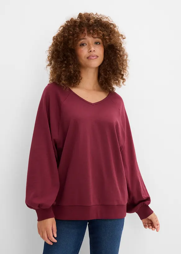 Oversize-Shirt aus reiner Baumwolle in rot von vorne (im Anschnitt) - bonprix