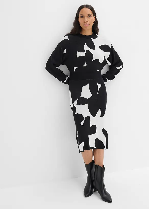 Strickkleid in schwarz von vorne (Totalaufnahme) - bonprix Strickkleid in schwarz von vorne (Totalaufnahme) - bonprix