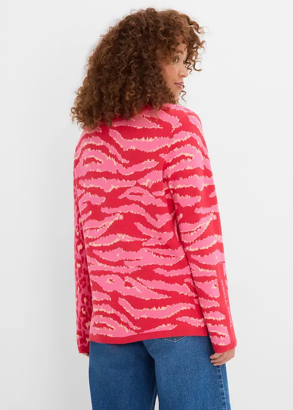 Feinstrickpullover im Animal-Design in rot von hinten (im Anschnitt) - bonprix Feinstrickpullover im Animal-Design in rot von hinten (im Anschnitt) - bonprix