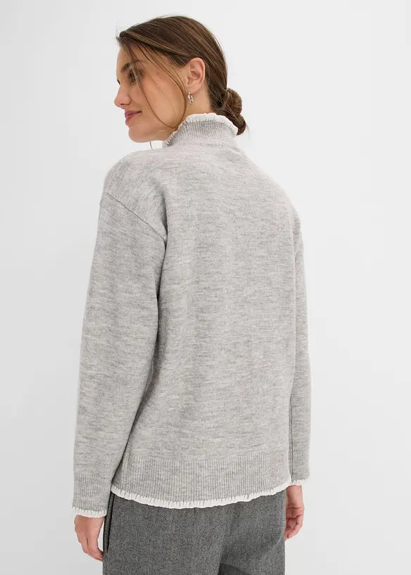 Pullover mit Stehkragen in grau von hinten (im Anschnitt) - bonprix Pullover mit Stehkragen in grau von hinten (im Anschnitt) - bonprix