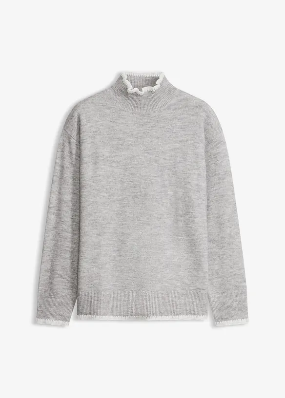 Pullover mit Stehkragen in grau von vorne - bonprix Pullover mit Stehkragen in grau von vorne - bonprix
