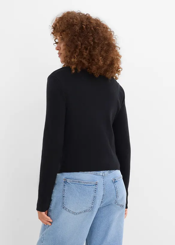 Kurze Feinstrickjacke in schwarz von hinten (im Anschnitt) - bonprix