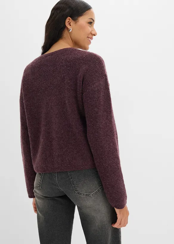 Strickpullover mit Samtschleife in lila von hinten (im Anschnitt) - bonprix Strickpullover mit Samtschleife in lila von hinten (im Anschnitt) - bonprix