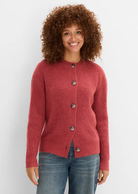 Strickjacke in rot von vorne (im Anschnitt) - bonprix Strickjacke in rot von vorne (im Anschnitt) - bonprix