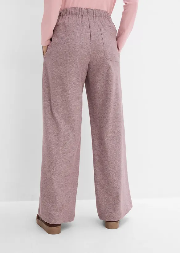 Palazzo-Hose in Wolloptik aus Viskose-Mix in lila von hinten - bonprix