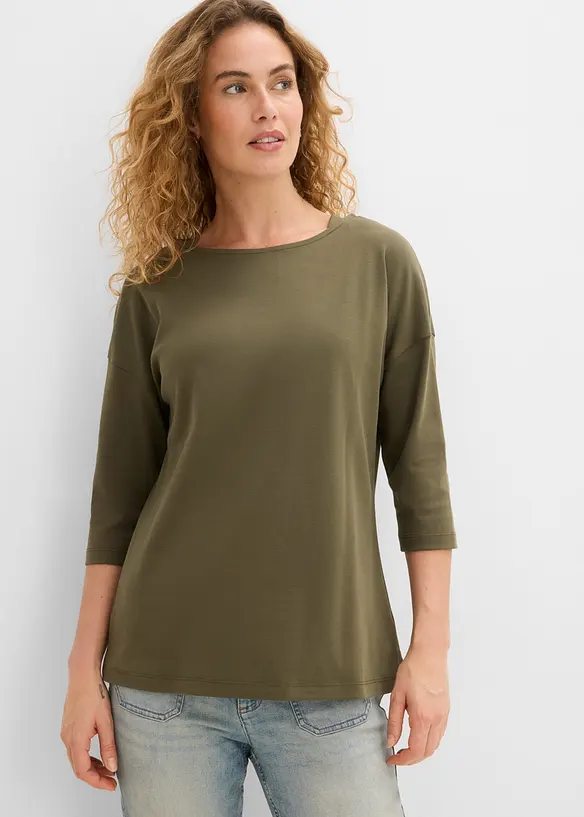 Shirt aus schwerer Baumwolle in grün von vorne (im Anschnitt) - bonprix Shirt aus schwerer Baumwolle in grün von vorne (im Anschnitt) - bonprix