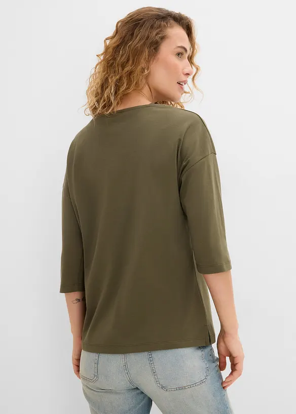 Shirt aus schwerer Baumwolle in grün von hinten (im Anschnitt) - bonprix Shirt aus schwerer Baumwolle in grün von hinten (im Anschnitt) - bonprix