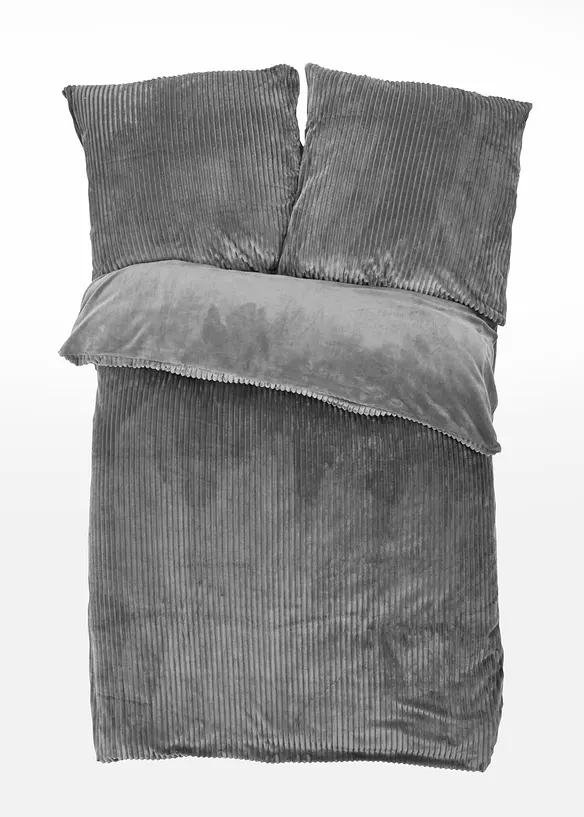 Wendbare Cashmere Touch Bettwäsche in Cordoptik in grau von vorne - bonprix