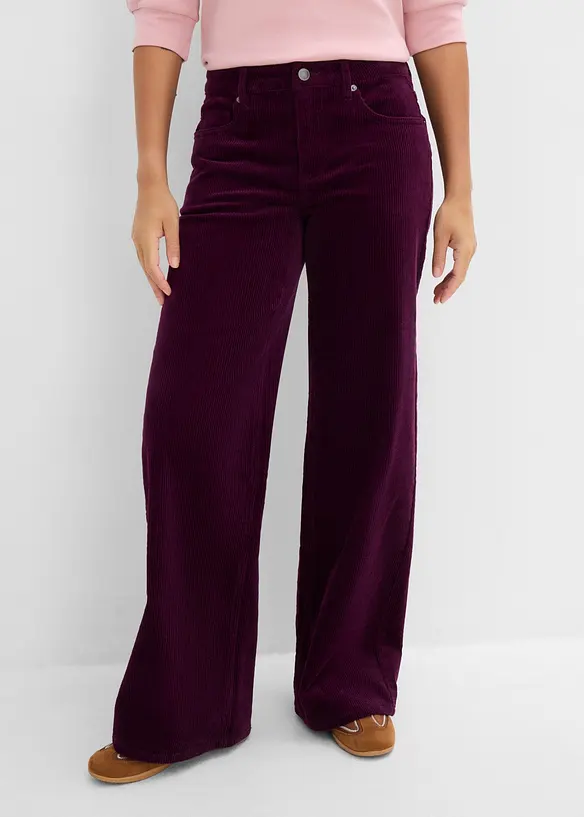 Cordhose aus elastischem Baumwoll-Mix in lila von vorne - bonprix Cordhose aus elastischem Baumwoll-Mix in lila von vorne - bonprix