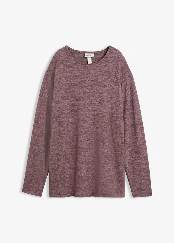 Long-Sweatshirt in Strickoptik in lila von vorne - bonprix Long-Sweatshirt in Strickoptik in lila von vorne - bonprix