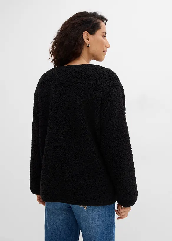 Teddy-Fleecejacke in schwarz von hinten (im Anschnitt) - bonprix Teddy-Fleecejacke in schwarz von hinten (im Anschnitt) - bonprix