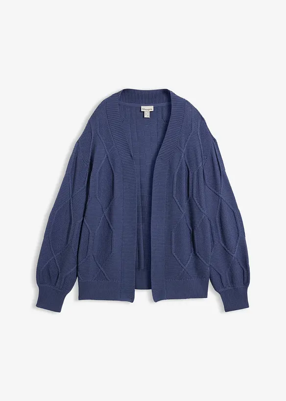 Strickjacke mit Zopfmuster in blau von vorne - bonprix Strickjacke mit Zopfmuster in blau von vorne - bonprix