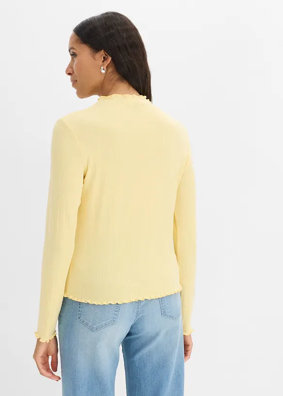 Rippshirt mit Ziersäumen in gelb von hinten (im Anschnitt) - bonprix