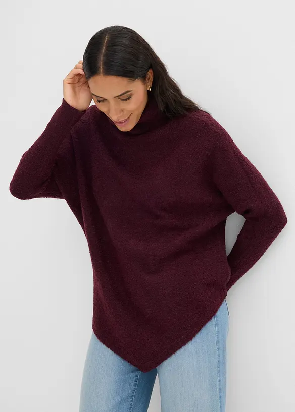 Rollkragenpullover mit Fledermausärmeln in rot von vorne (im Anschnitt) - bonprix