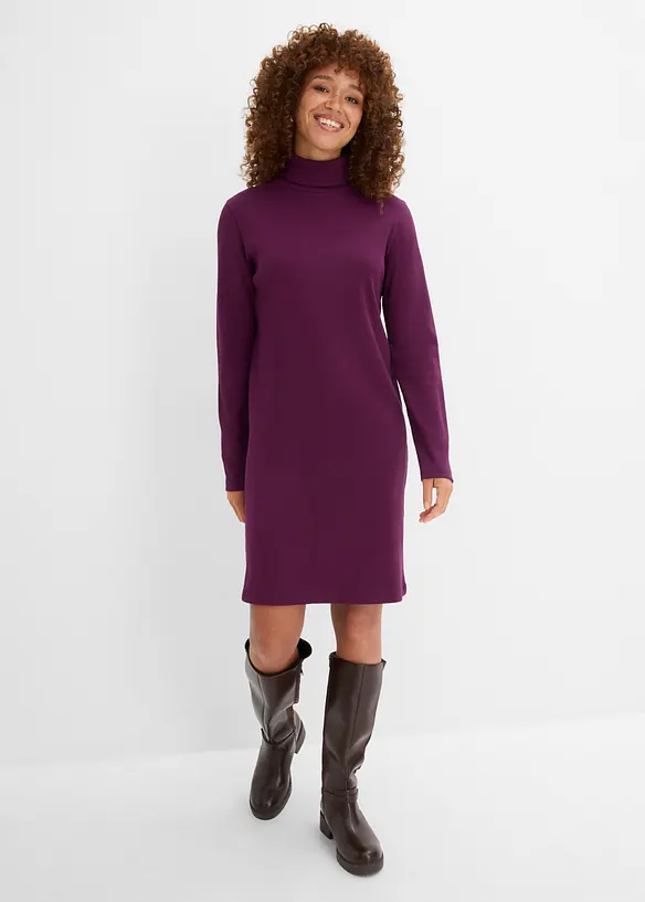 Jerseykleid aus Bio-Baumwolle in lila von vorne (Totalaufnahme) - bonprix Jerseykleid aus Bio-Baumwolle in lila von vorne (Totalaufnahme) - bonprix