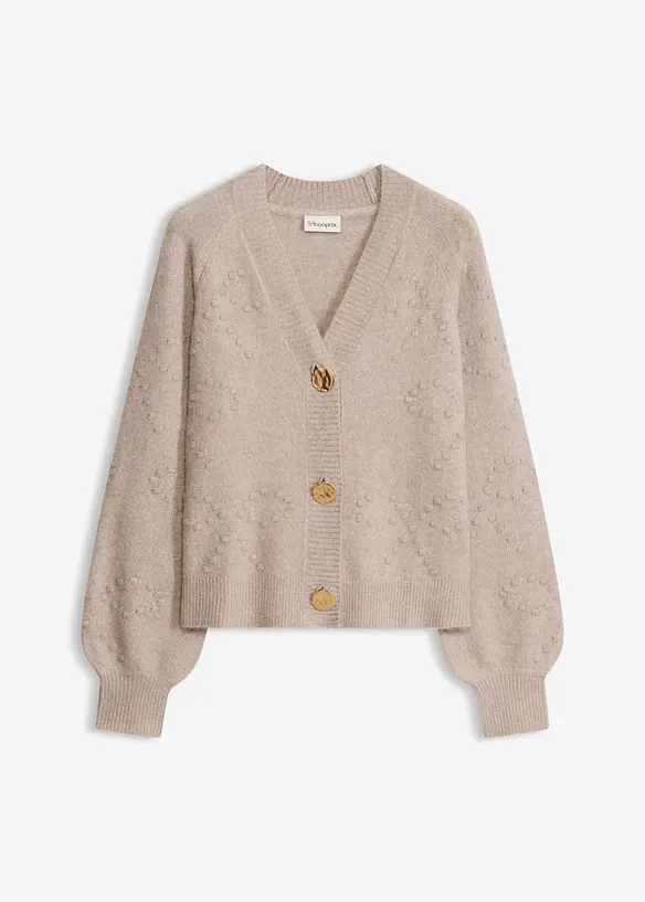 Texturierte Strickjacke in grau von vorne - bonprix Texturierte Strickjacke in grau von vorne - bonprix
