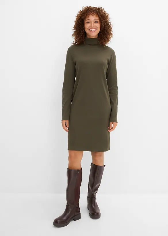 Jerseykleid aus Bio-Baumwolle in grün von vorne (Totalaufnahme) - bonprix Jerseykleid aus Bio-Baumwolle in grün von vorne (Totalaufnahme) - bonprix