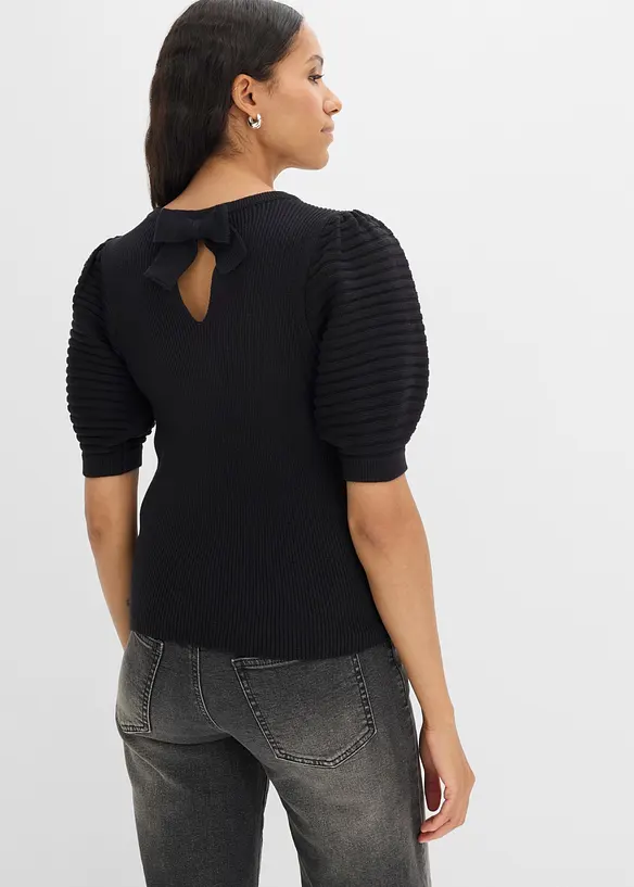 Pullover aus softem Viskose-Mix in schwarz von hinten (im Anschnitt) - bonprix Pullover aus softem Viskose-Mix in schwarz von hinten (im Anschnitt) - bonprix