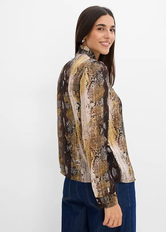 Chiffonbluse mit Glitzerfäden in schwarz von hinten (im Anschnitt) - bonprix