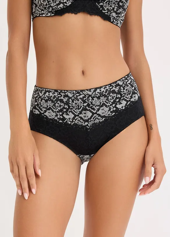 Maxipanty mit bedrucktem Mesh in weiß von vorne - bonprix
