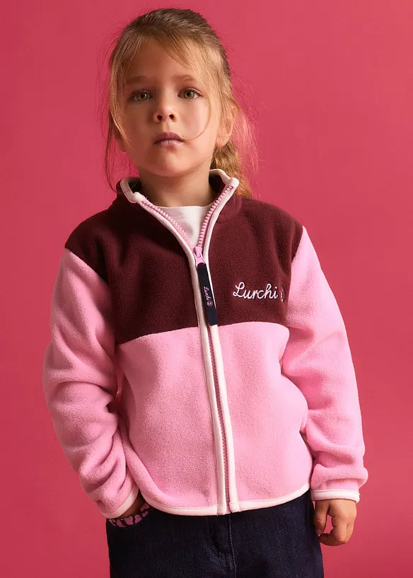Lurchi Fleecejacke mit Kontrastdetails in rot von vorne (im Anschnitt) - Lurchi