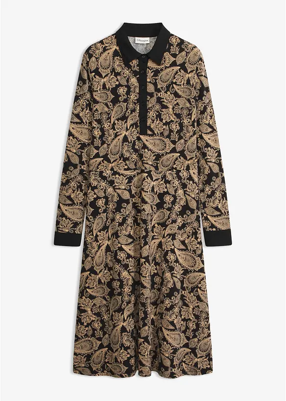 Jerseykleid im Paisley Design in schwarz von vorne - bonprix
