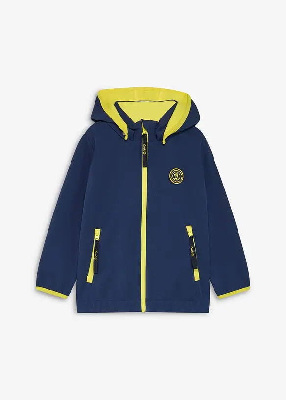 Lurchi Softshelljacke mit Kontrastdetails, wasserabweisend in blau von vorne - Lurchi