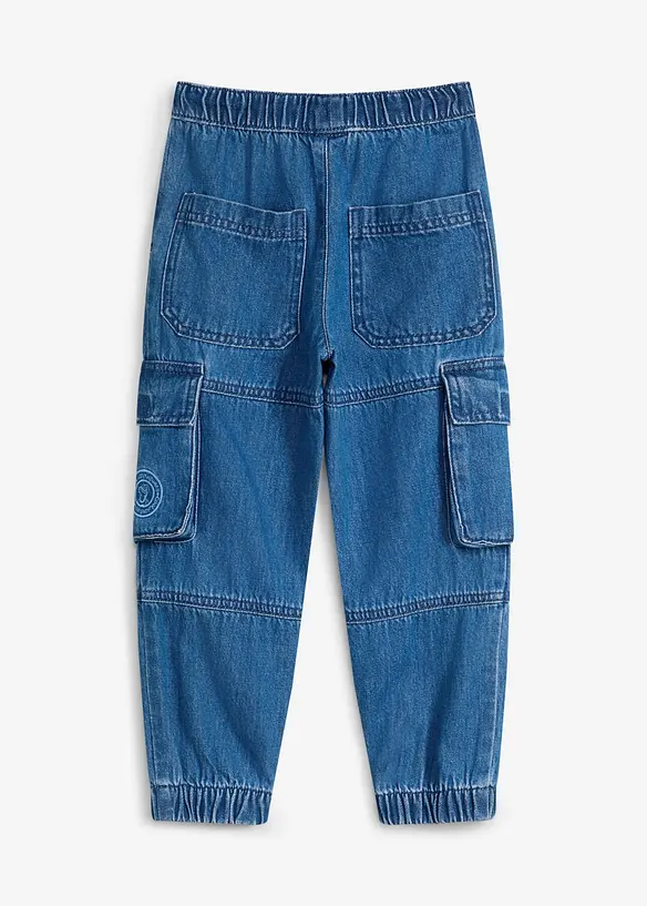 Lurchi Cargo-Schlupfjeans aus weicher Baumwolle in blau von hinten - Lurchi Lurchi Cargo-Schlupfjeans aus weicher Baumwolle in blau von hinten - Lurchi
