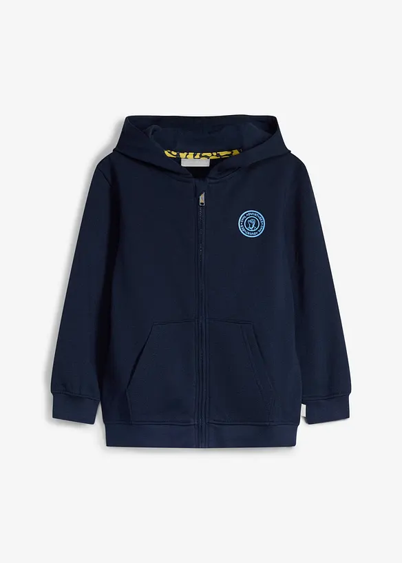 Lurchi Kapuzen-Sweatjacke aus weicher Bio Baumwolle in blau von vorne - Lurchi