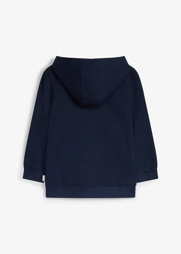 Lurchi Kapuzen-Sweatjacke aus weicher Bio Baumwolle in blau von hinten - Lurchi