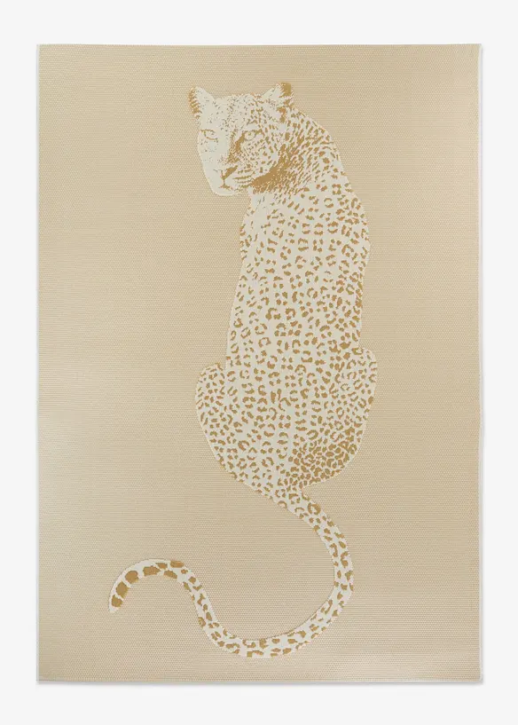In- und Outdoor Teppich mit Leopard in beige von vorne - bonprix