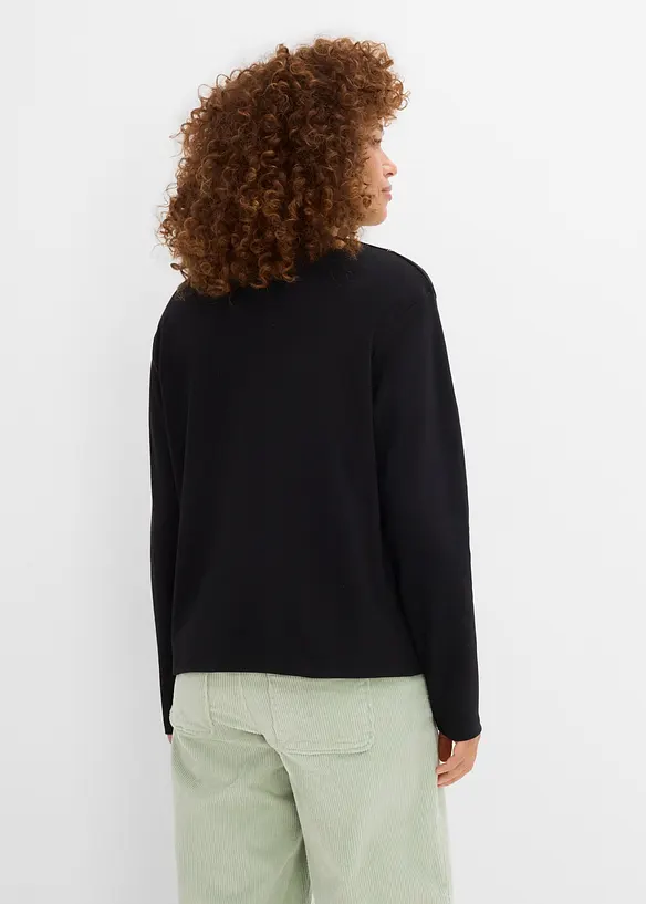 Langarmshirt mit schwerer Bio-Baumwolle in schwarz von hinten (im Anschnitt) - bonprix Langarmshirt mit schwerer Bio-Baumwolle in schwarz von hinten (im Anschnitt) - bonprix