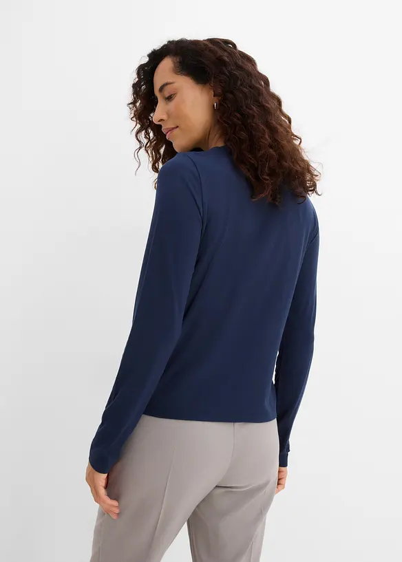 Langarmshirt aus elastischem Viskose-Mix in blau von hinten (im Anschnitt) - bonprix Langarmshirt aus elastischem Viskose-Mix in blau von hinten (im Anschnitt) - bonprix