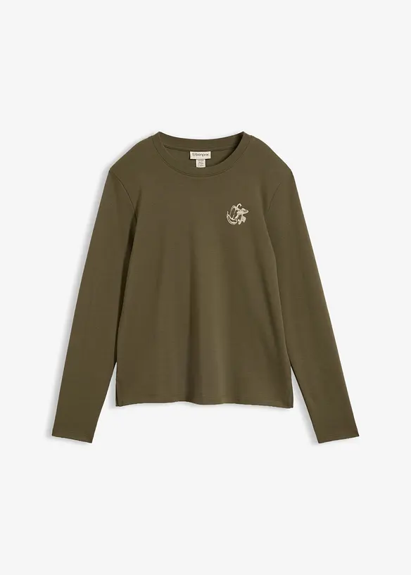Langarmshirt aus schwerer Bio-Baumwolle in grün von vorne - bonprix Langarmshirt aus schwerer Bio-Baumwolle in grün von vorne - bonprix