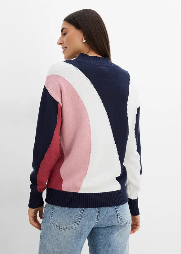 Pullover aus Baumwoll-Mix in blau von hinten (im Anschnitt) - bonprix