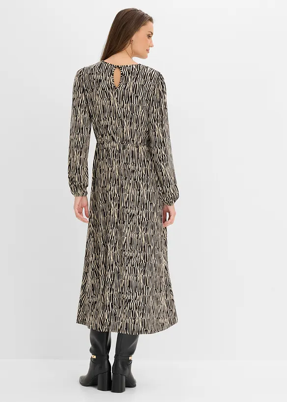Jerseykleid aus fließender Viskose in schwarz von hinten (Totalaufnahme) - bonprix Jerseykleid aus fließender Viskose in schwarz von hinten (Totalaufnahme) - bonprix