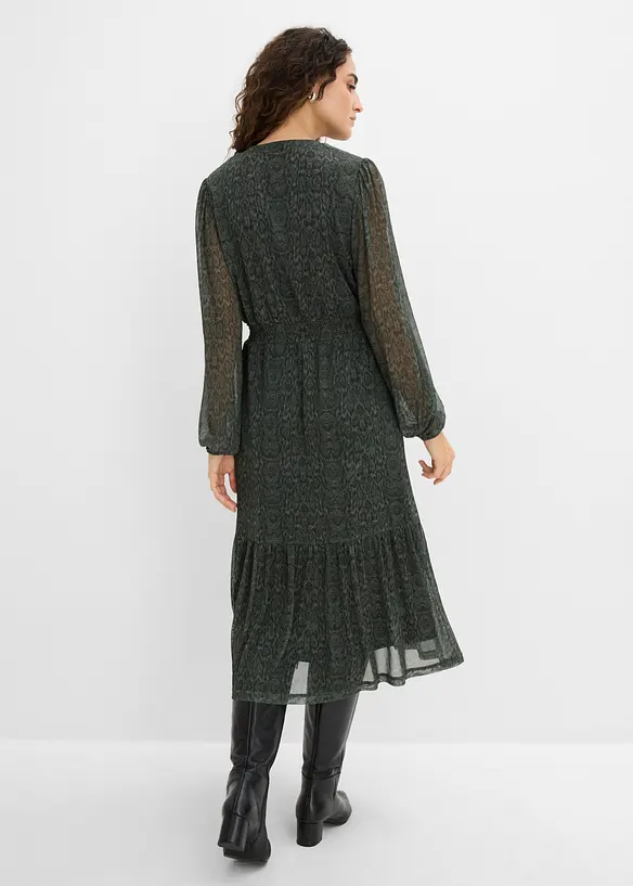 Jerseykleid aus feinem Mesh in grün von hinten (Totalaufnahme) - bonprix Jerseykleid aus feinem Mesh in grün von hinten (Totalaufnahme) - bonprix
